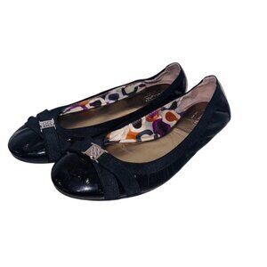 COACH DWYER PATENT CRINKLED GRAPHIC Black BALLET FLAT SHOES 9